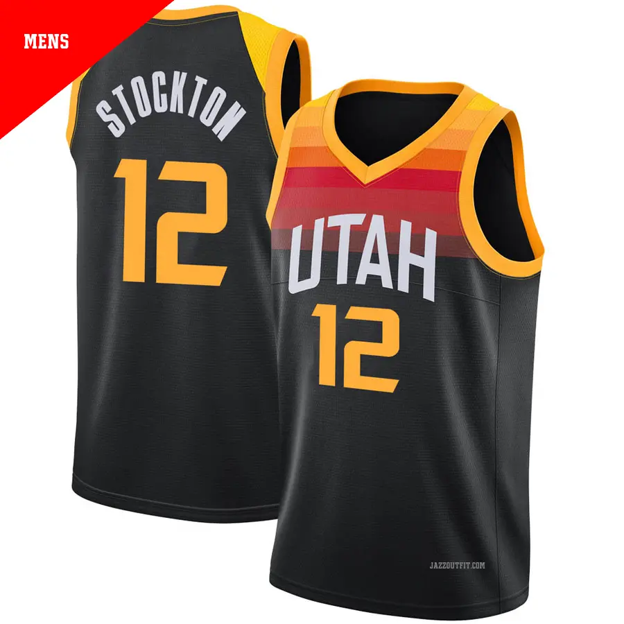 ＃12 Men's John Stockton Utah Jazz 2021/22 Swingman Jaz Black Diamond Icon Edition Jersey
