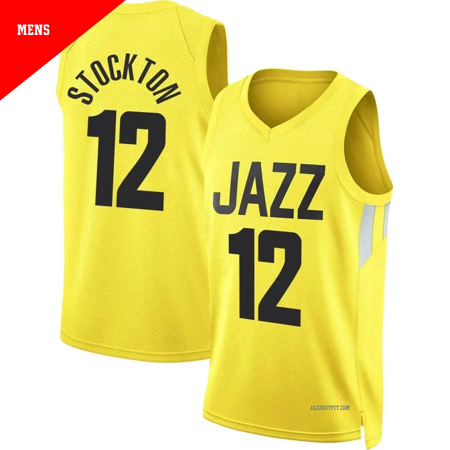 ＃12 Men's John Stockton Utah Jazz 2022/23 Swingman Gold City Edition Jersey