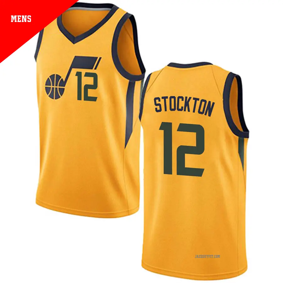 ＃12 Men's John Stockton Utah Jazz Gold Swingman JerseyStatement Edition