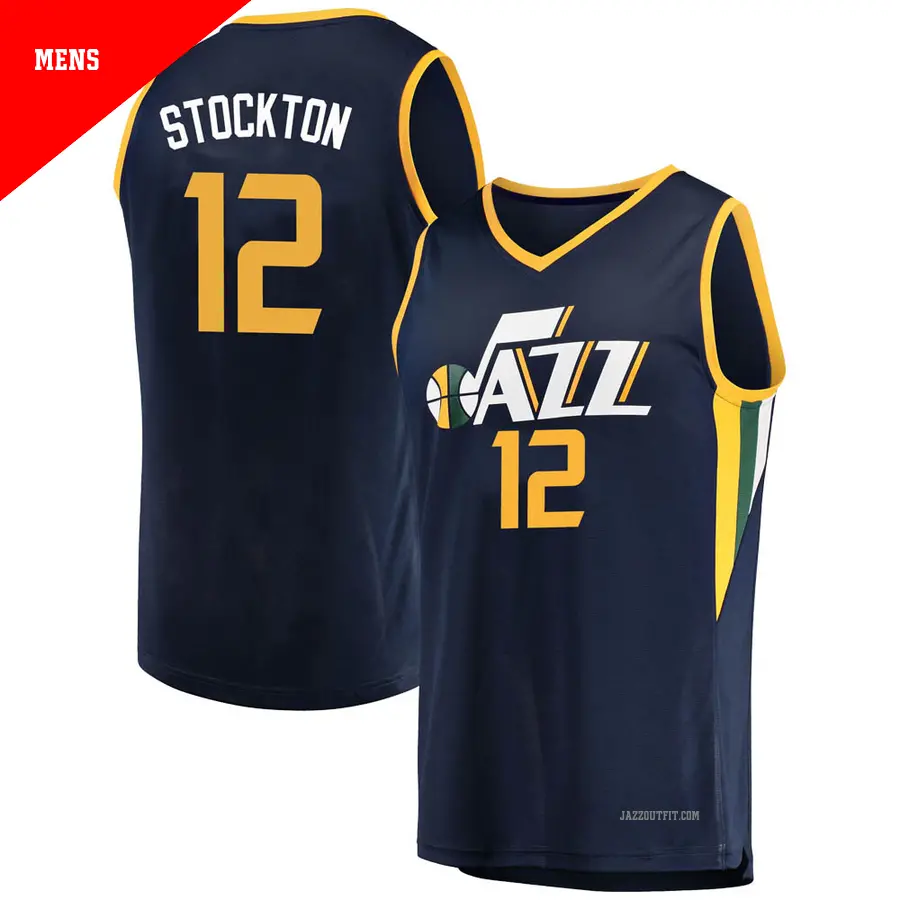 ＃12 Men's John Stockton Utah Jazz Navy Fast Break JerseyIcon Edition
