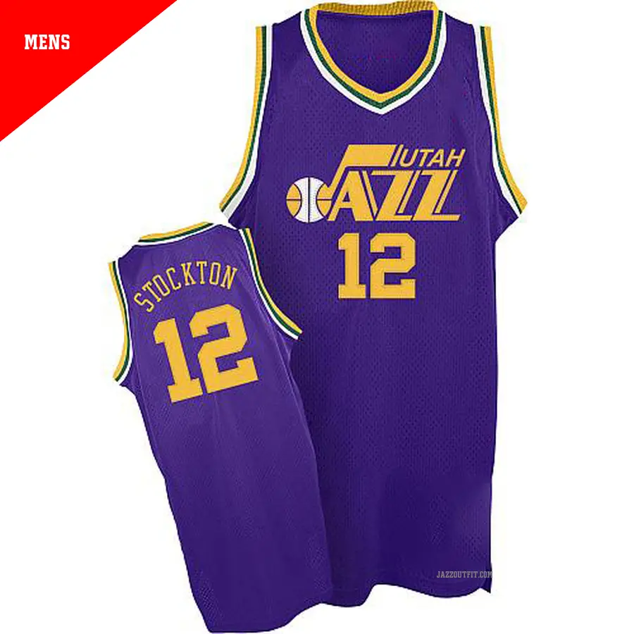 ＃12 Men's John Stockton Utah Jazz Purple Authentic Throwback Jersey