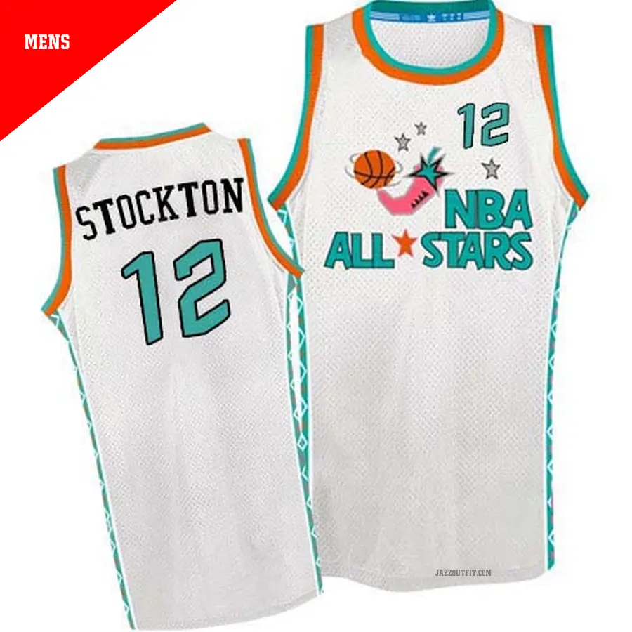 ＃12 Men's John Stockton Utah Jazz White Authentic 1996 All Star Throwback Jersey