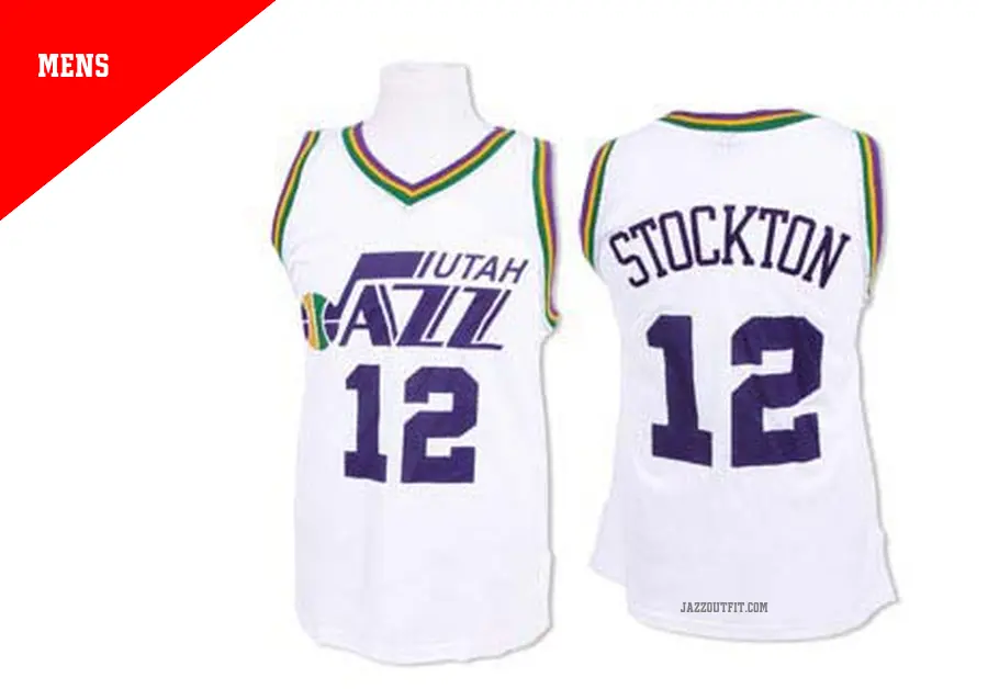 ＃12 Men's John Stockton Utah Jazz White Authentic Throwback Jersey