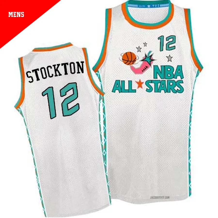 ＃12 Men's John Stockton Utah Jazz White Swingman 1996 All Star Throwback Jersey