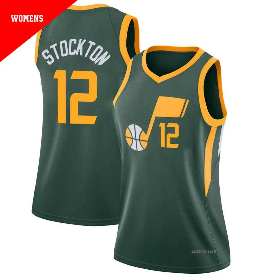 ＃12 Women's John Stockton Utah Jazz 2018/19 Swingman Green JerseyCity Edition