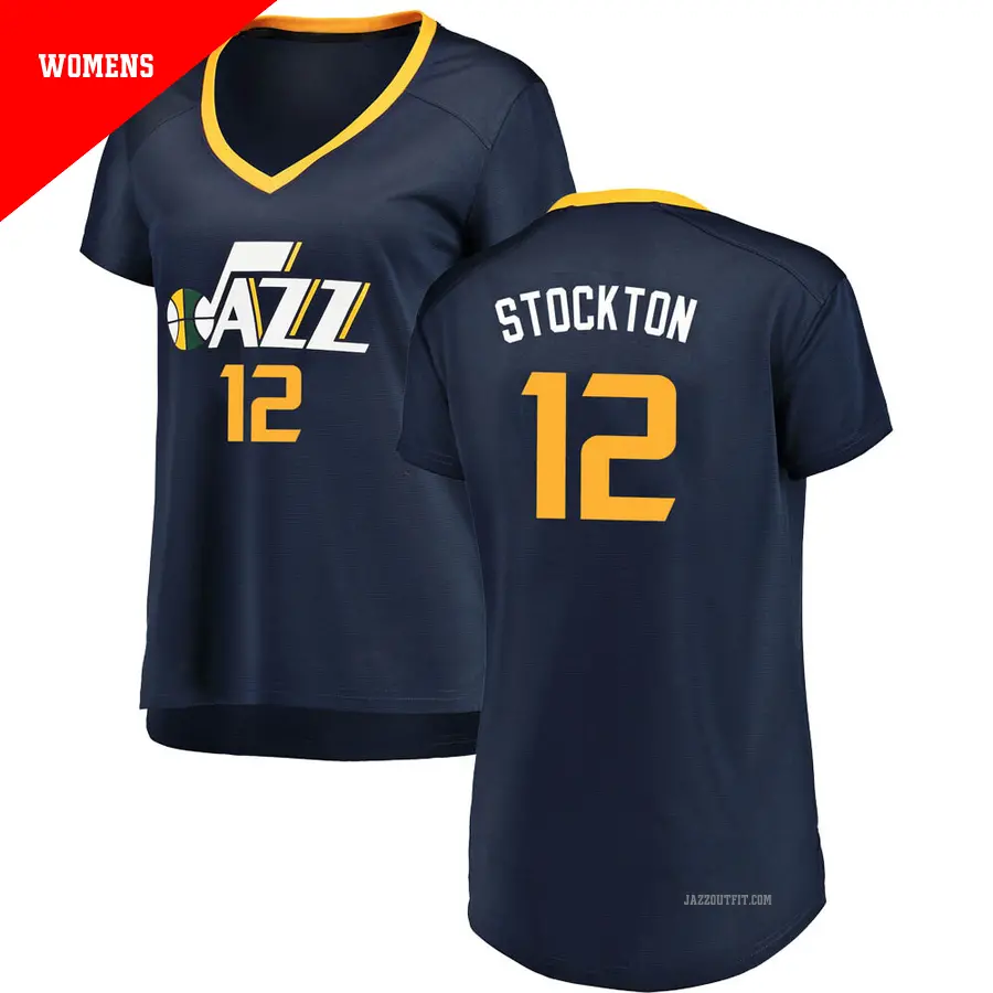 ＃12 Women's John Stockton Utah Jazz Navy Fast Break JerseyIcon Edition
