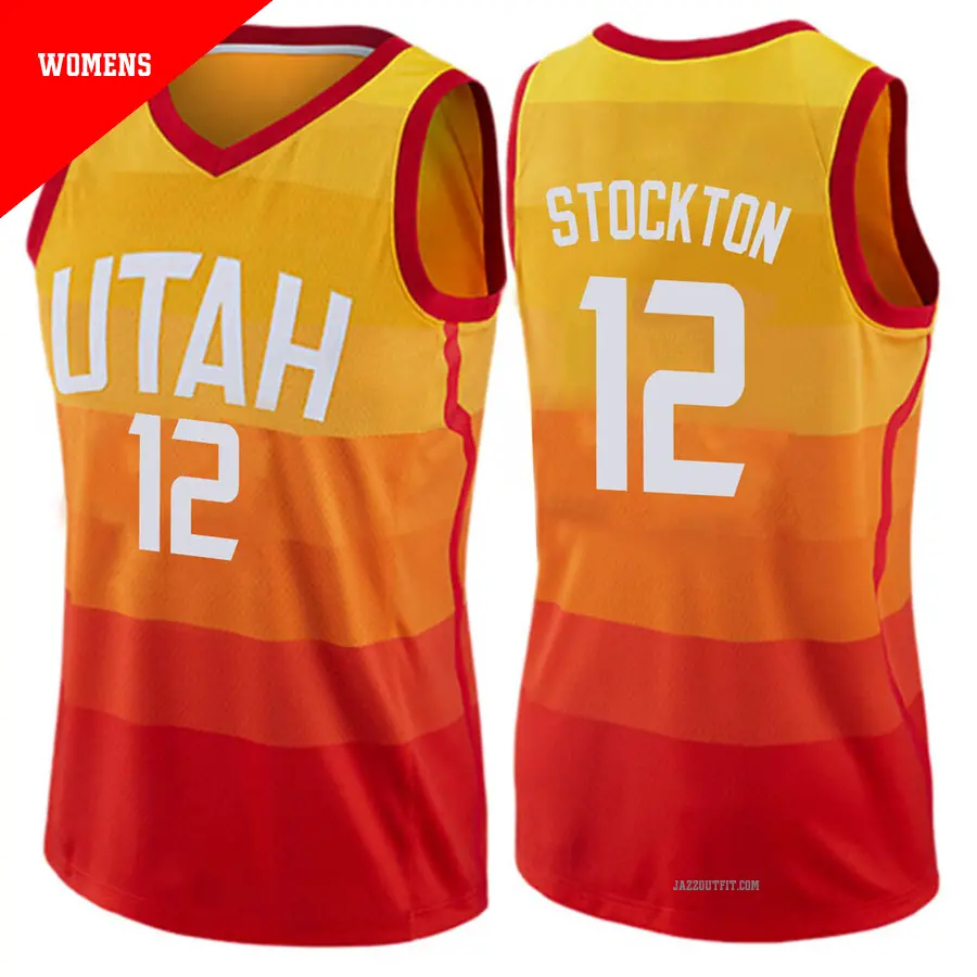 ＃12 Women's John Stockton Utah Jazz Orange Swingman JerseyCity Edition