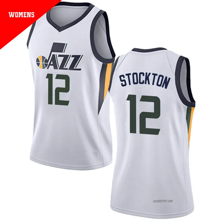＃12 Women's John Stockton Utah Jazz White Swingman JerseyAssociation Edition