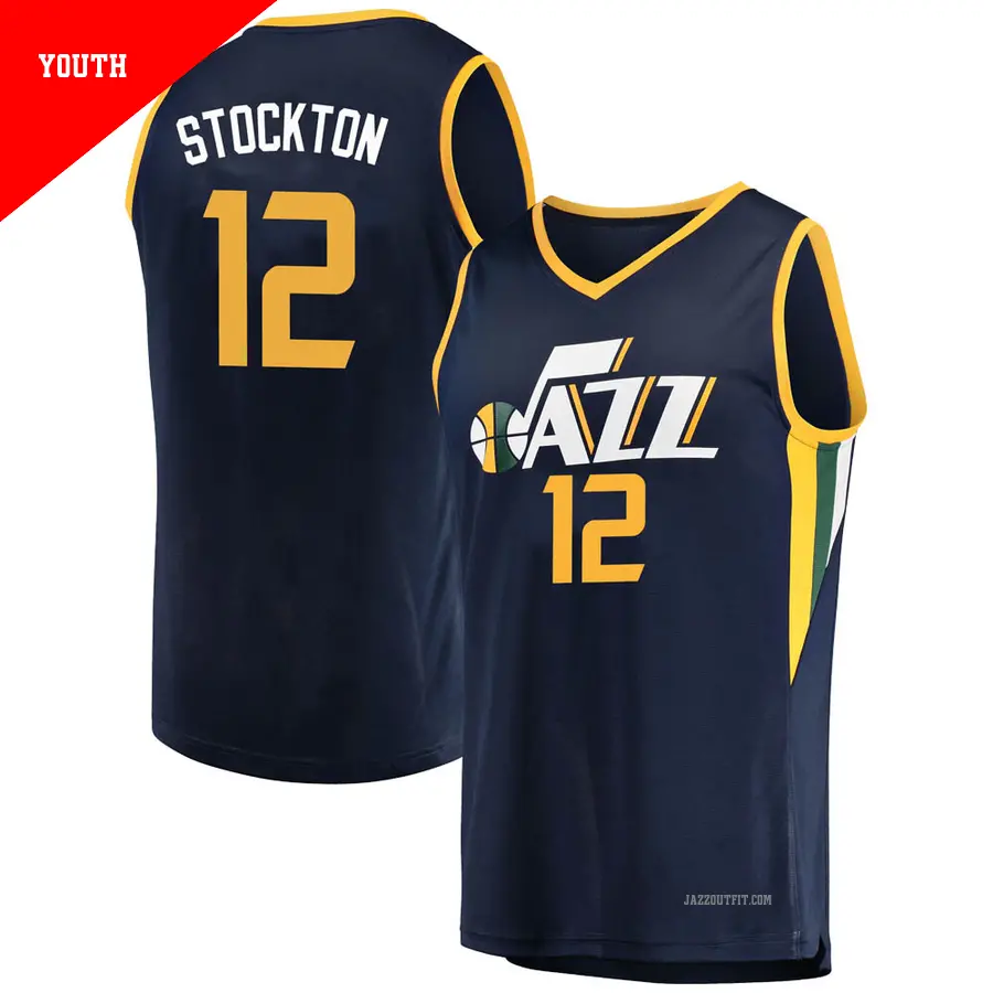 ＃12 Youth John Stockton Utah Jazz Navy Fast Break JerseyIcon Edition