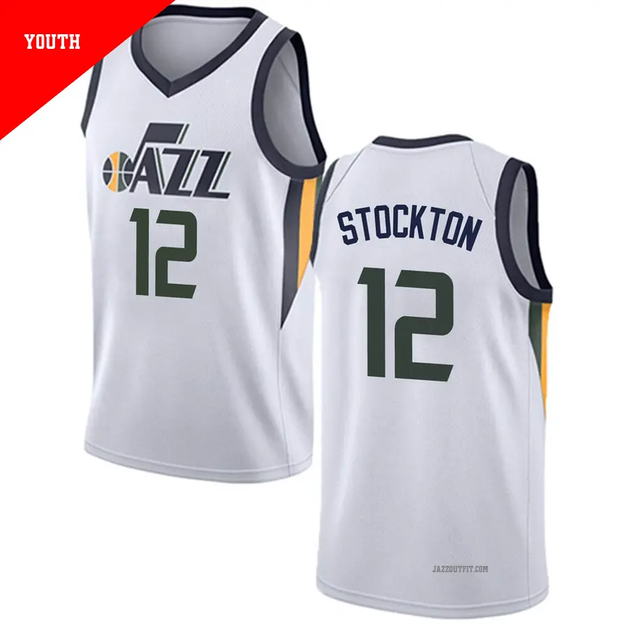 ＃12 Youth John Stockton Utah Jazz White Swingman JerseyAssociation Edition