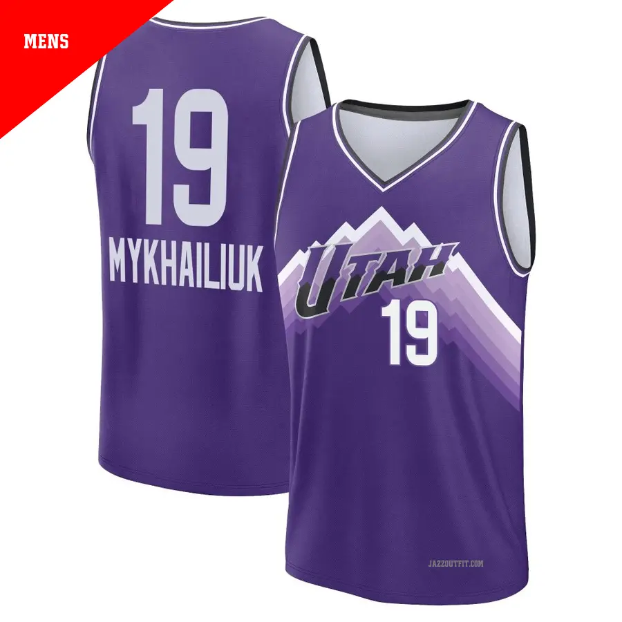 ＃19 Men's Svi Mykhailiuk Utah Jazz 2023/24 Fast Break Purple City Edition Jersey