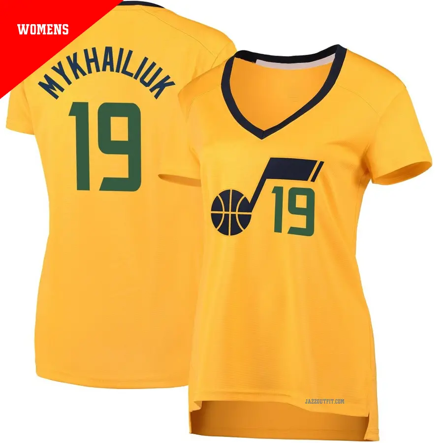 ＃19 Women's Svi Mykhailiuk Utah Jazz Gold Fast Break JerseyStatement Edition