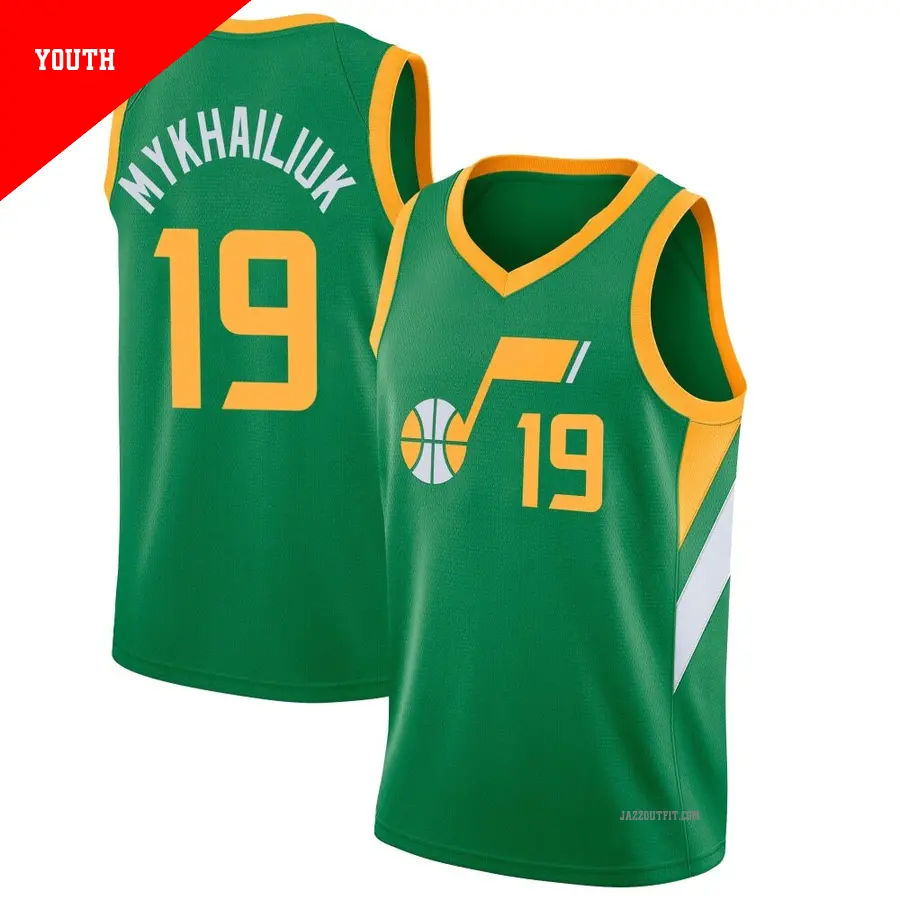 ＃19 Youth Svi Mykhailiuk Utah Jazz 2020/21 Swingman Green JerseyEarned Edition